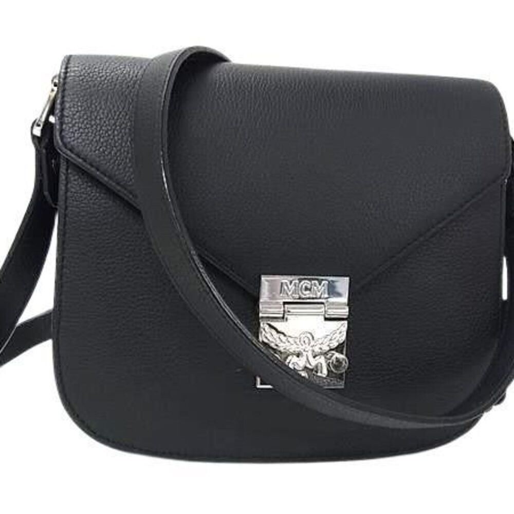MCM Patricia Shoulder Bag MWS7SPA15BK001 Black Leather Women's